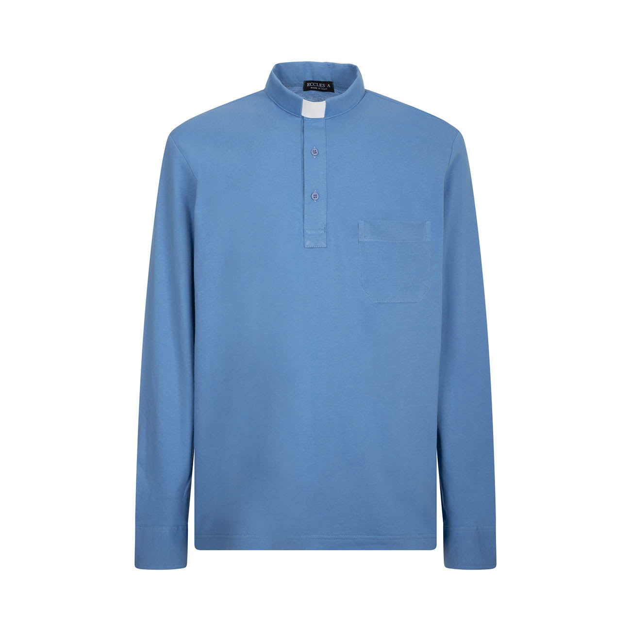 Piquet Polo Light Blue 100% Cotton Long Sleeve - Main Image