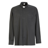 Camicia Spigata - Nero - 100% Cotone Superior - Clergy - Manica Lunga