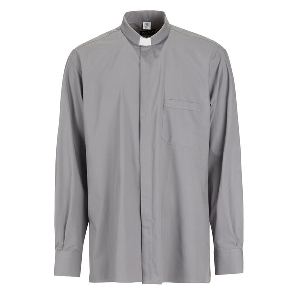 100% Cotton Shirt - Grey - Clergy - Long Sleeve