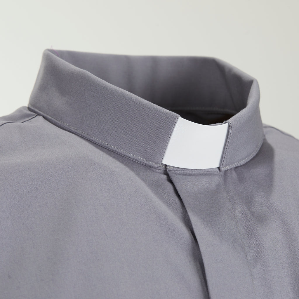 100% Cotton Shirt - Grey - Clergy - Long Sleeve