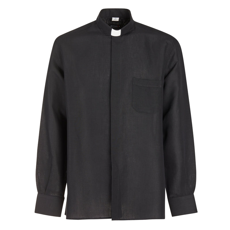 NEW - Camicia in Lino - Nero - Clergy - Manica Lunga