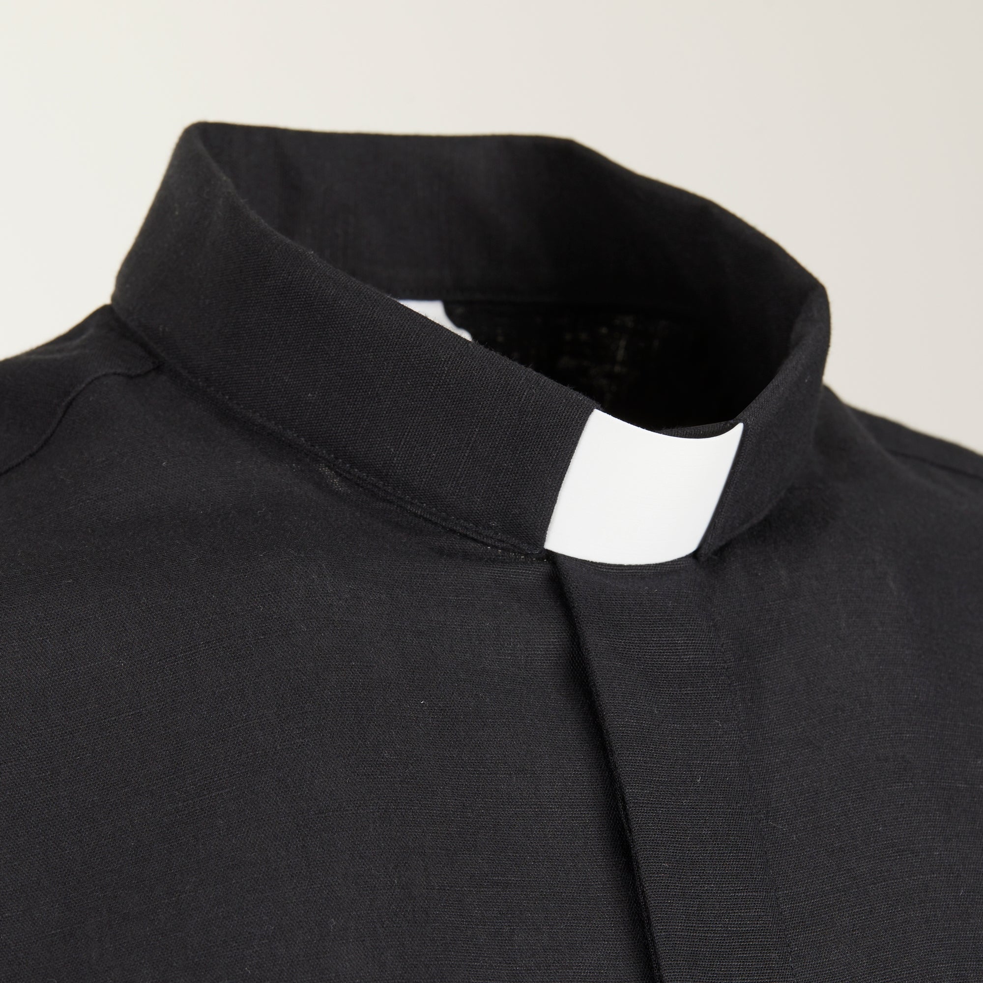 NEW - Camicia in Lino - Nero - Clergy - Manica Corta