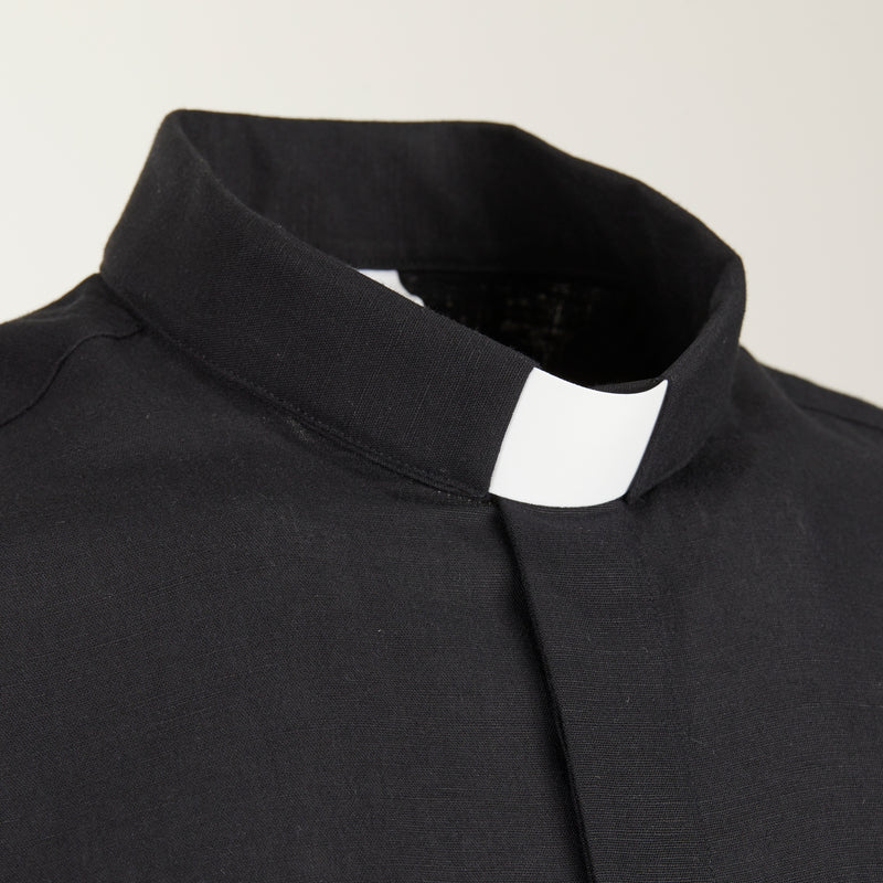 NEW - Camicia in Lino - Nero - Clergy - Manica Lunga