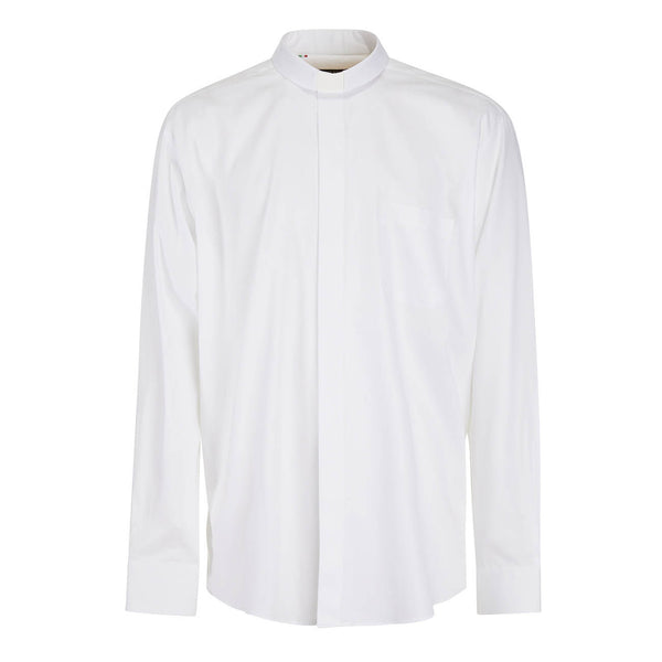 Camicia Spigata - Bianco - 100% Cotone Superior - Clergy - Manica Lunga