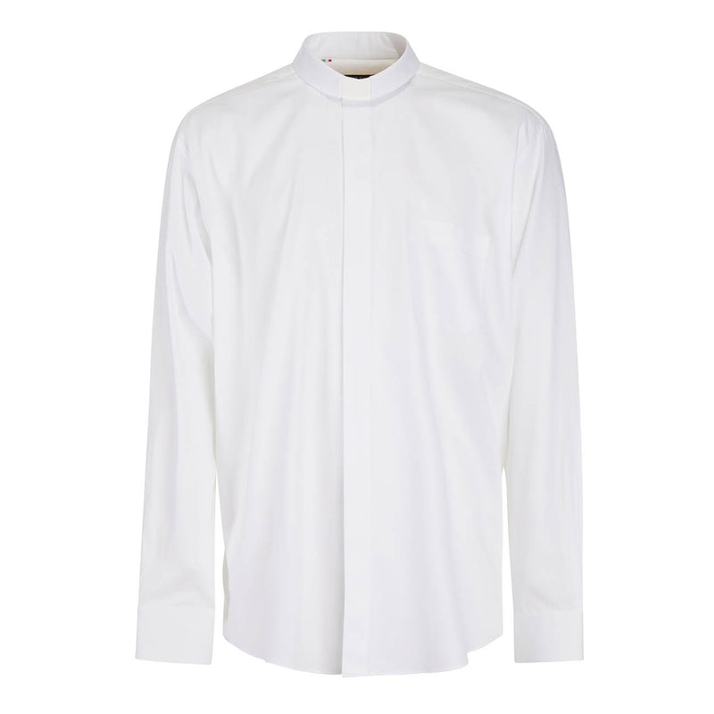 Camicia Spigata - Bianco - 100% Cotone Superior - Clergy - Manica Lunga