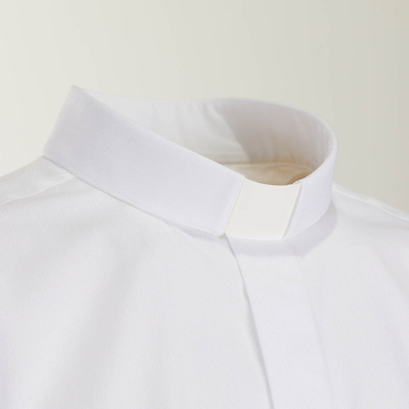 Camicia Spigata - Bianco - 100% Cotone Superior - Clergy - Manica Lunga