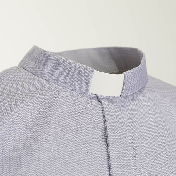 Camicia Spigata - Grigio - 100% Cotone Superior - Clergy - Manica Lunga