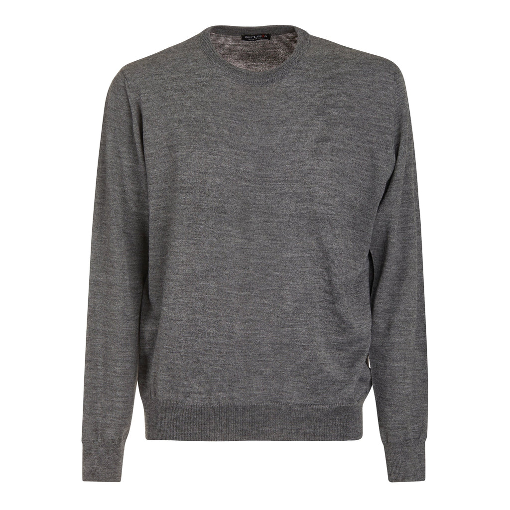 Maglione Girocollo - Grigio - Misto Lana Merinos - Manica Lunga