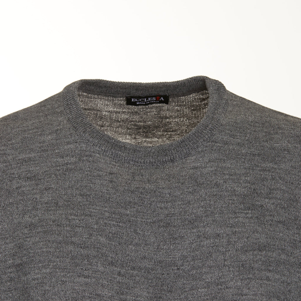 Maglione Girocollo - Grigio - Misto Lana Merinos - Manica Lunga