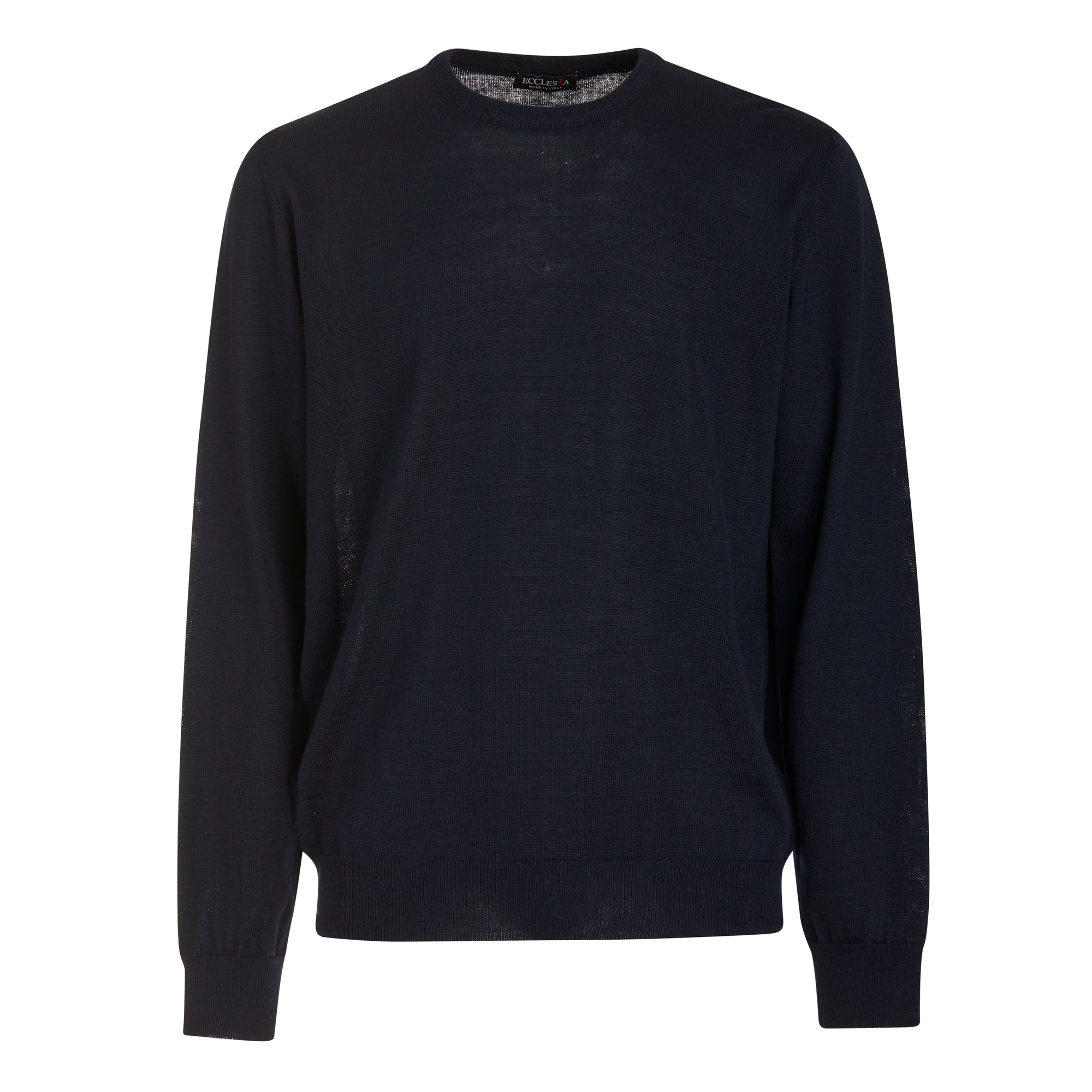 Jersey de cuello redondo - Azul - Mezcla de lana merino - Manga larga