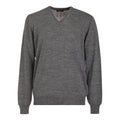 Maglione Scollo a V - Grigio - Misto Lana Merinos - Manica Lunga