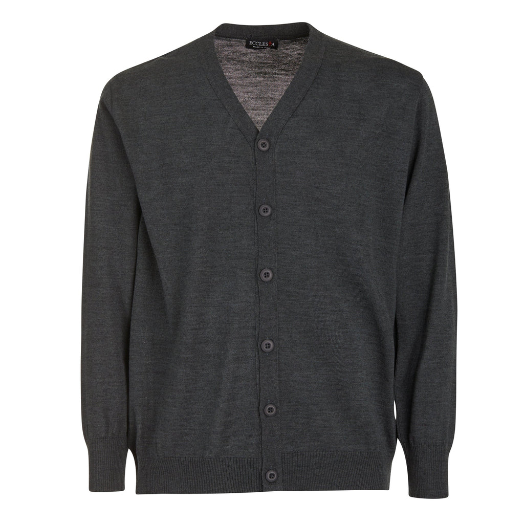 Cardigan - Grigio - Misto Lana Merinos - Manica Lunga - Con Bottoni