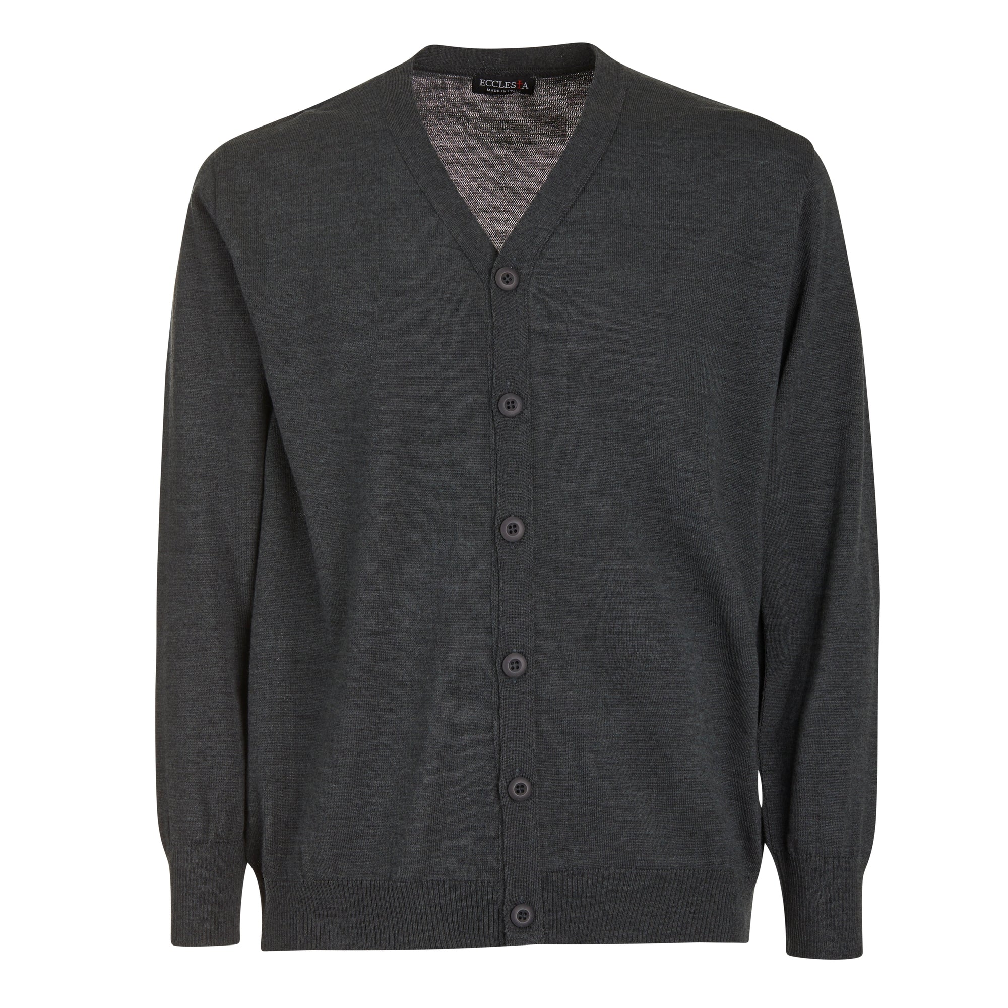 Cárdigan - Gris - Mezcla de lana merino - Mangas largas - Con botones
