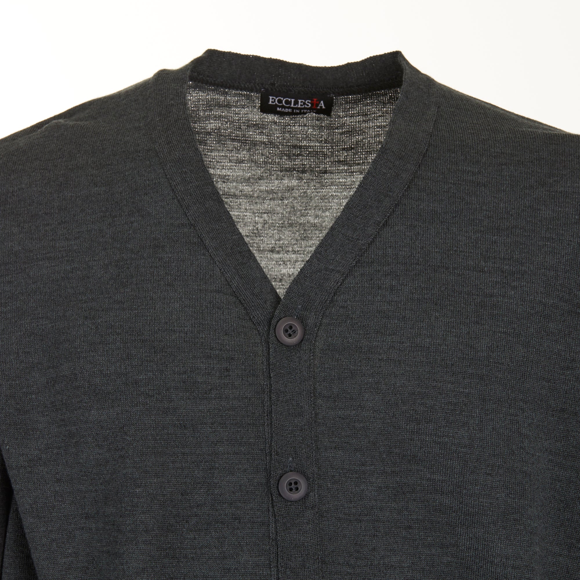 Cárdigan - Gris - Mezcla de lana merino - Mangas largas - Con botones