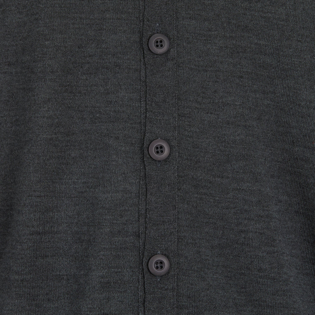 Cardigan - Grigio - Misto Lana Merinos - Manica Lunga - Con Bottoni