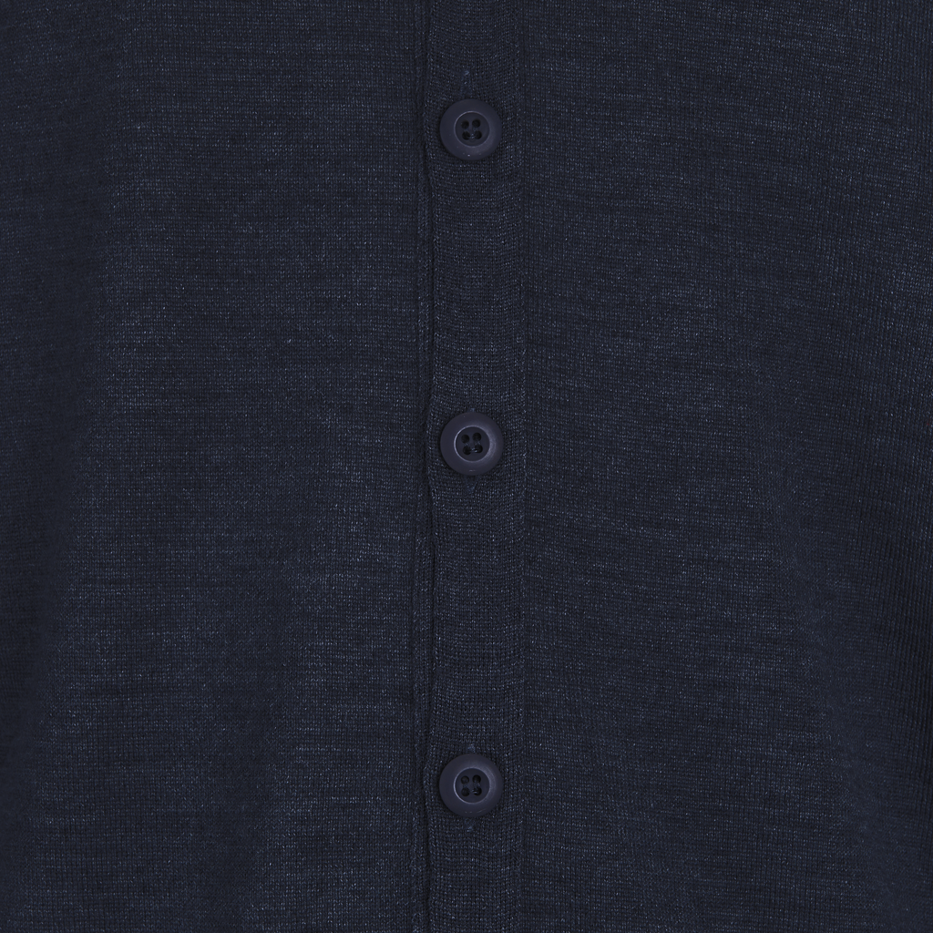 Cardigan - Blu - Misto Lana Merinos - Manica Lunga - Con Bottoni
