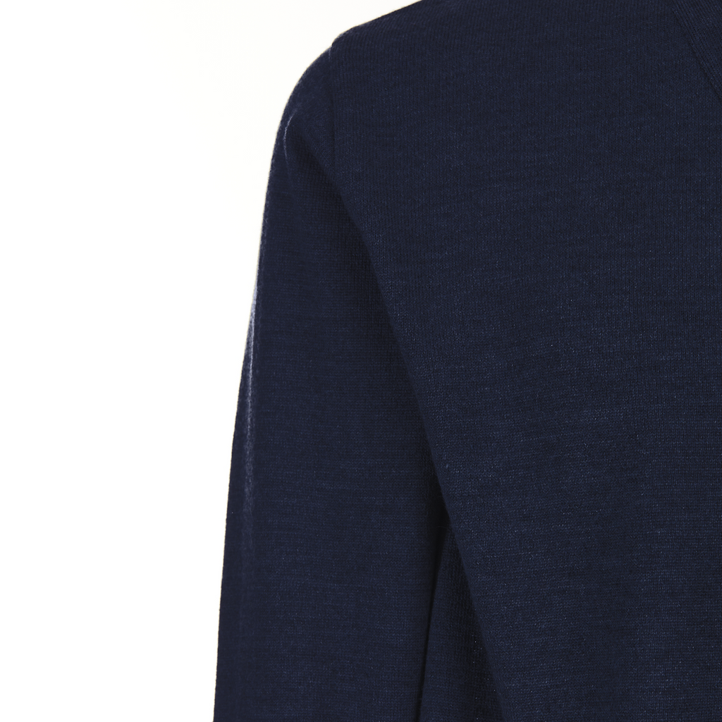 Cardigan - Blu - Misto Lana Merinos - Manica Lunga - Con Bottoni