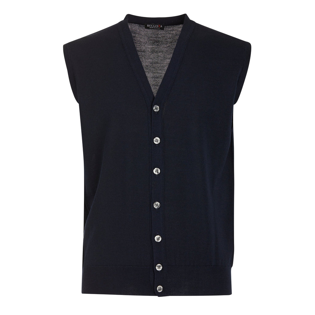 Pull - Sans manches - Mélange de laine mérinos - Avec boutons
