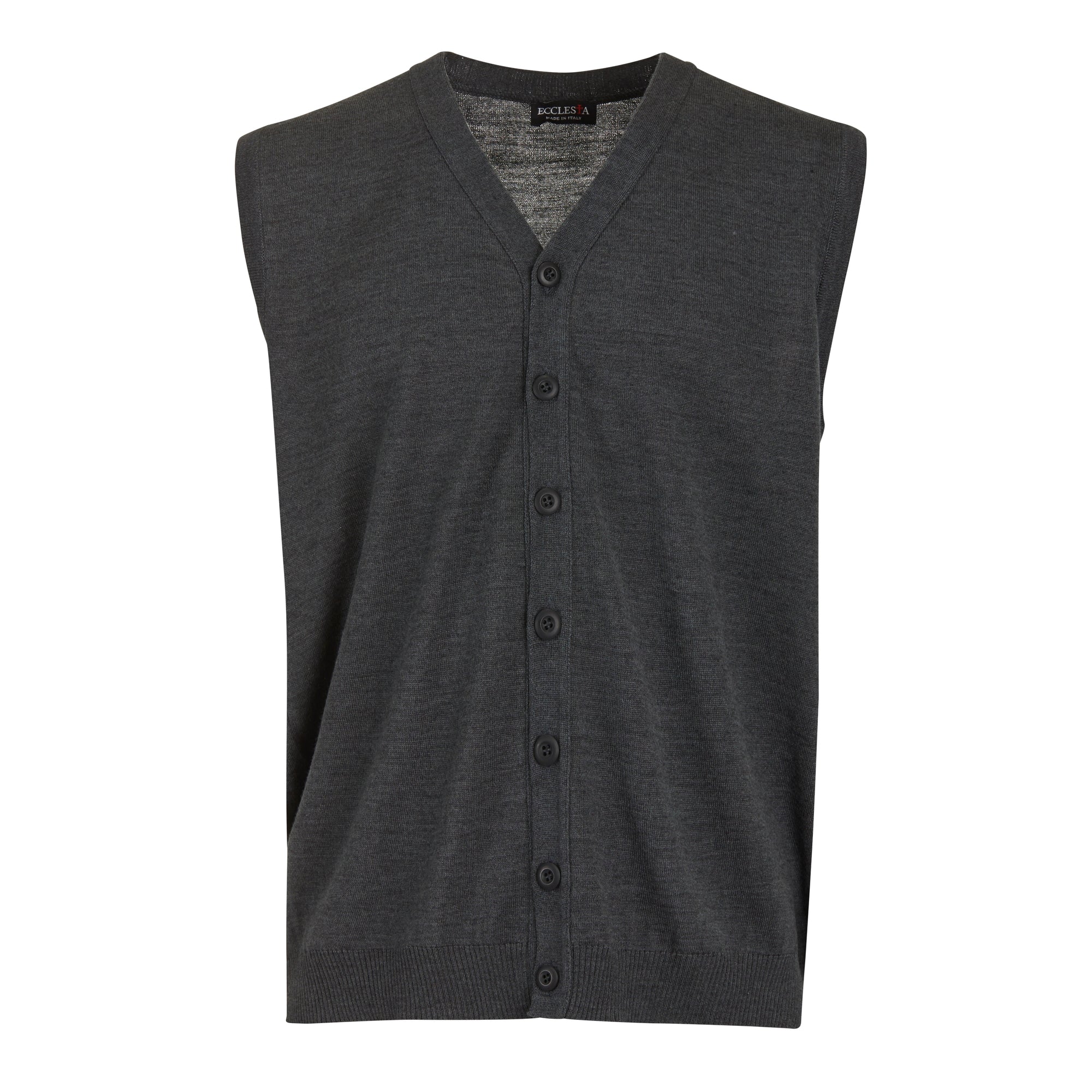 Suéter sin mangas - Gris - Mezcla de lana merino - Con botones