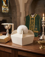 Biretta Tricorno - Crema/Bianco - con ponpon