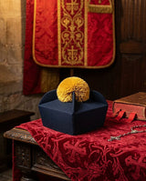 Biretta Tricorno - Nero/Oro - con ponpon