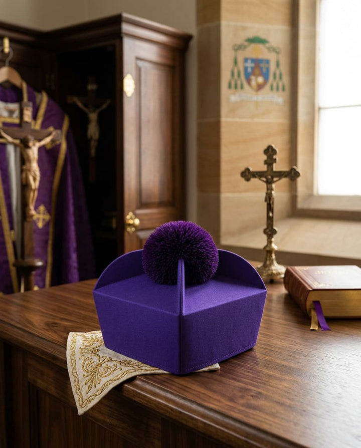 Tricorn Hat - Purple - with Pom Pom