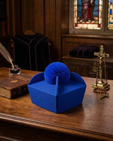 Biretta Tricorno - Blu - con ponpon