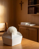 Biretta Tricorno - Bianco - con ponpon