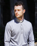 Polo in Filo di Scozia - Grigio Chiaro - 100% Cotone Fresco - Manica Lunga