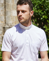 Priesterpolo Filo di Scozia® - Weiß - 100% frische Baumwolle - Kurzarm