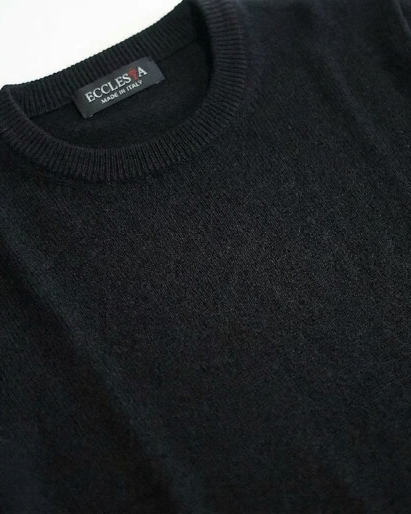 Jersey de cuello redondo - Negro - Mezcla de lana merino - Manga larga