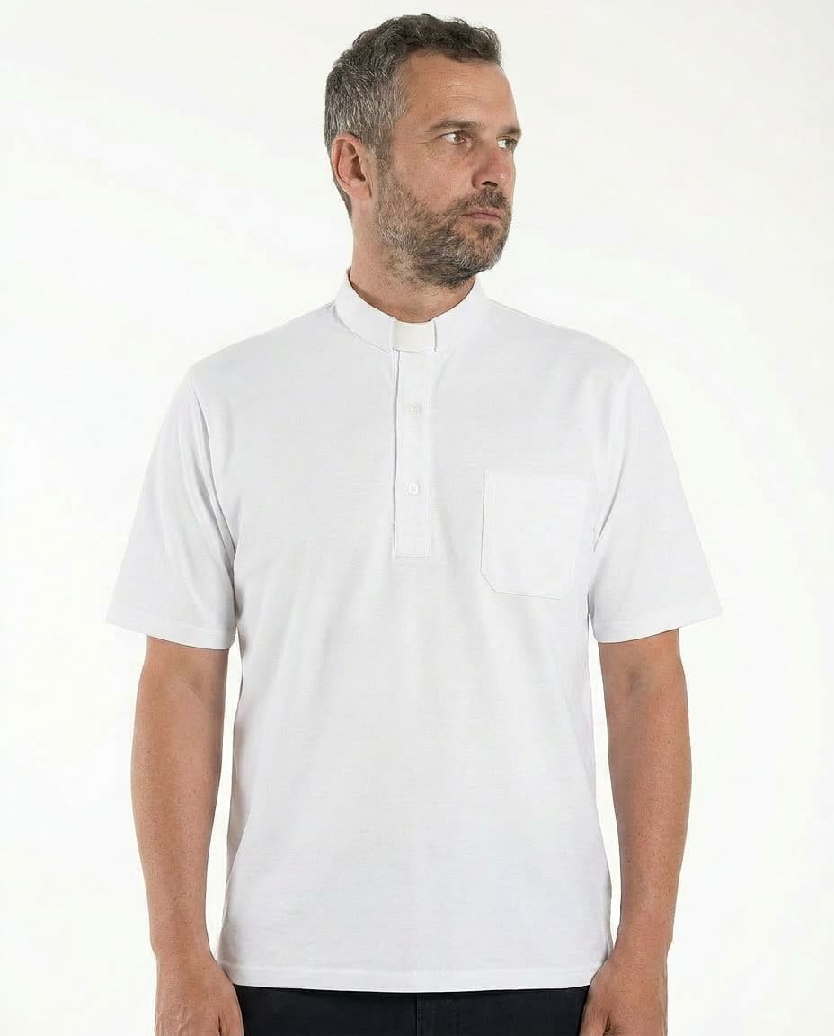 Polo Roma - Bianco - Clergy - 100% Cotone Fresco - Manica Corta