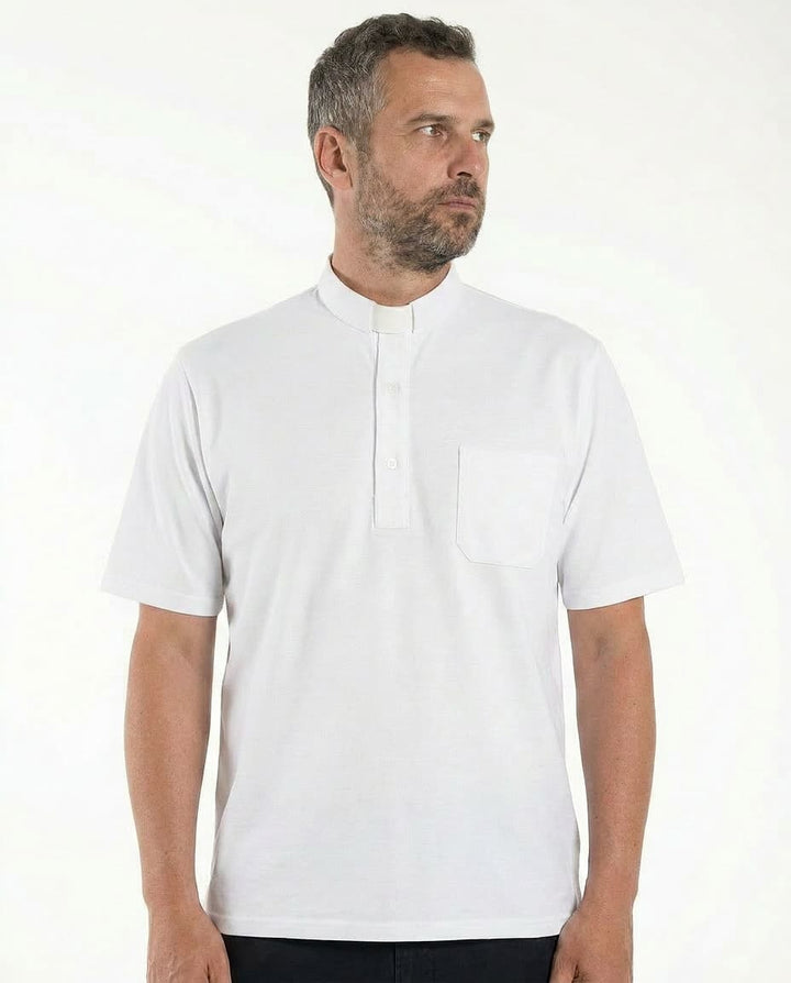 Polo Roma - Blanco - Clergy - 100% Algodón Fresco - Manga Corta