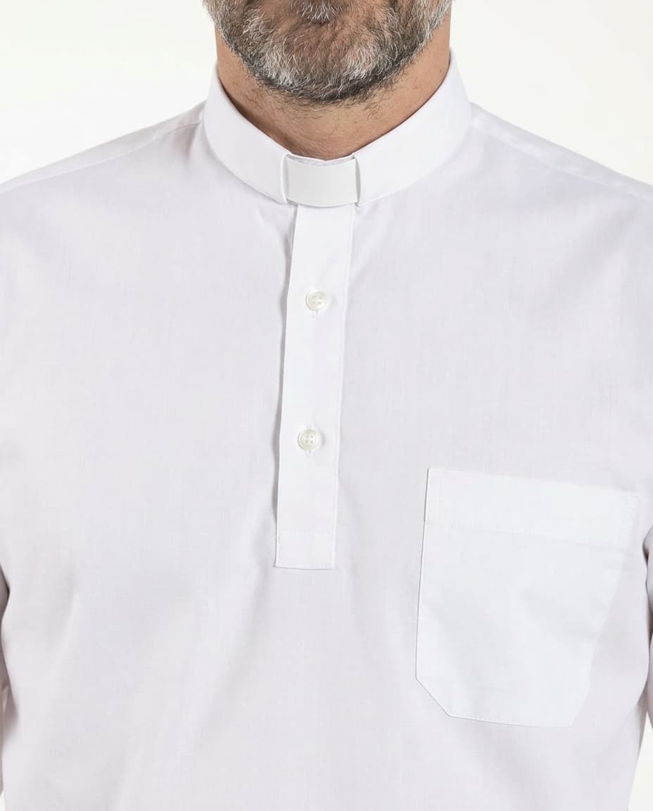 Polo Roma - White - Clergy - 100% Fresh Cotton - Long Sleeve