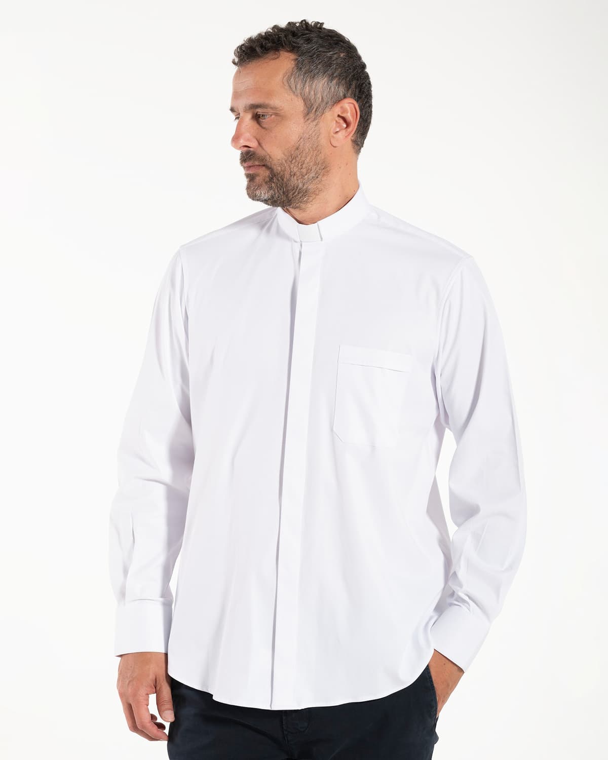 Camicia Avignone - Bianco - Clergy - Elasticizzata - Manica Lunga