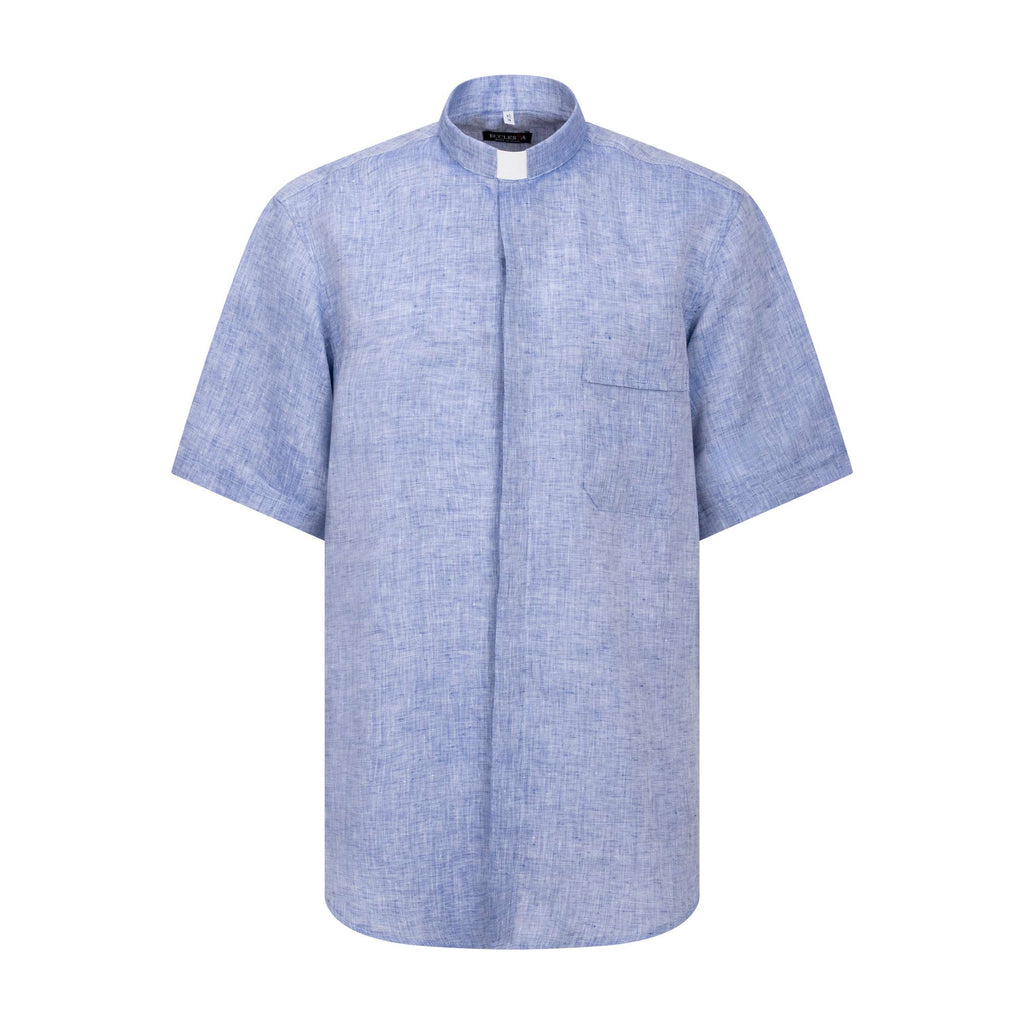 NEW - Camicia in Lino - Celeste - Clergy - Manica Corta