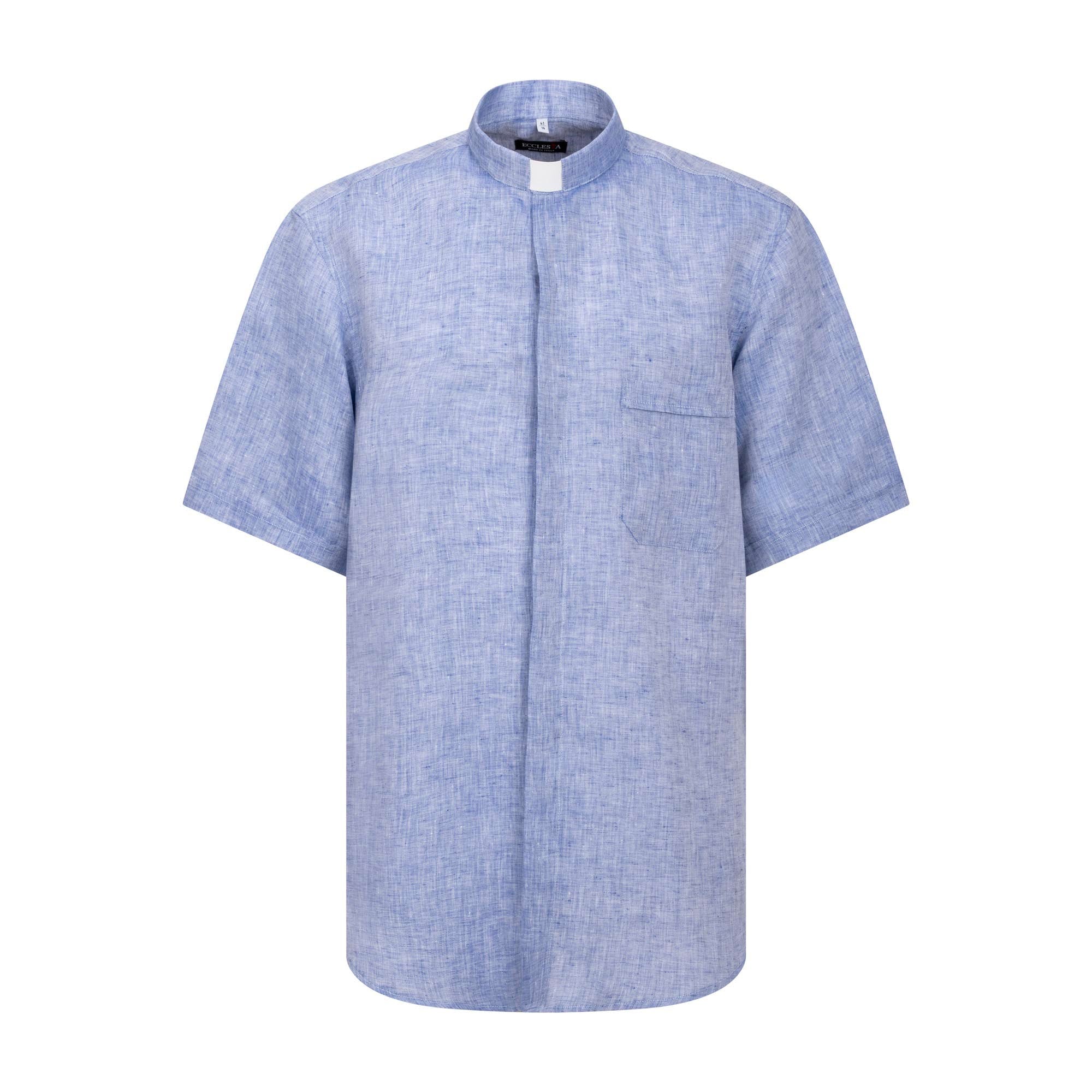 NEW - Camicia in Lino - Celeste - Clergy - Manica Corta