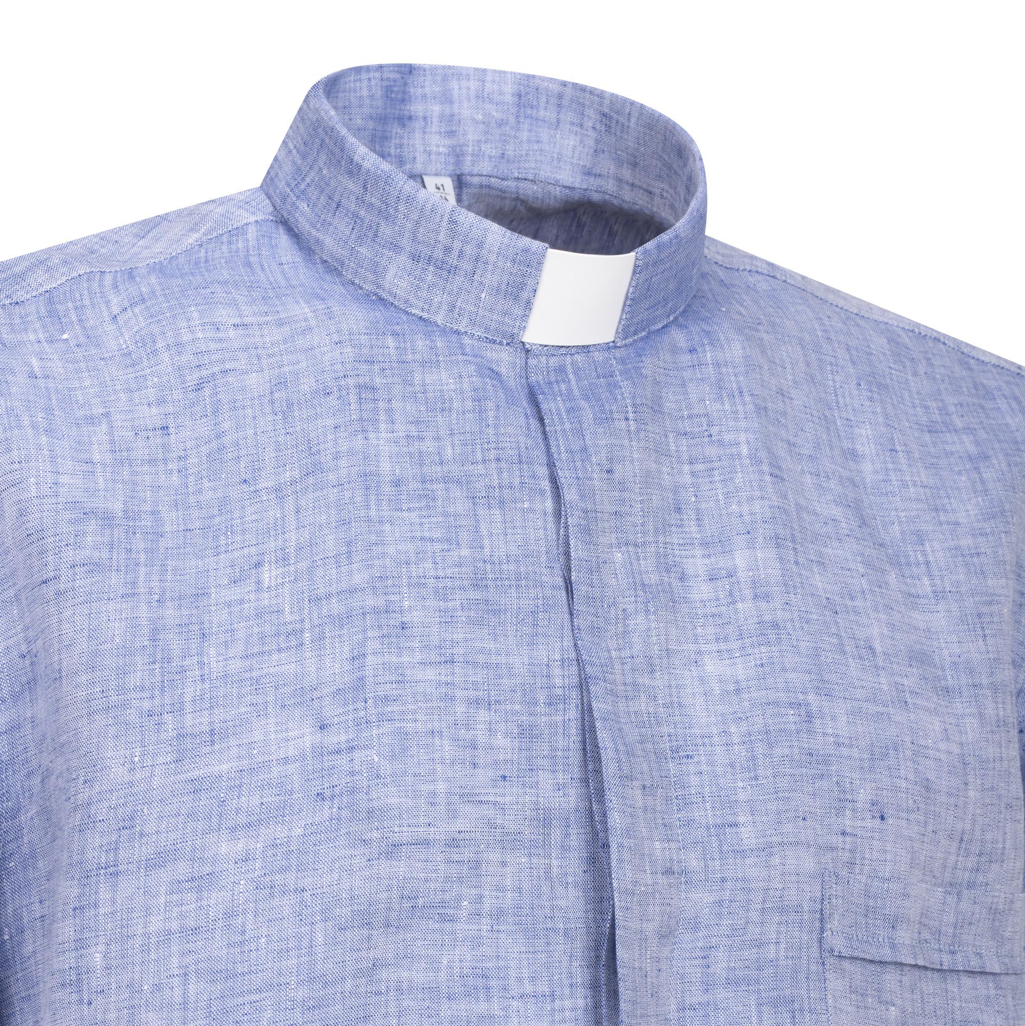 NEW - Camicia in Lino - Celeste - Clergy - Manica Corta