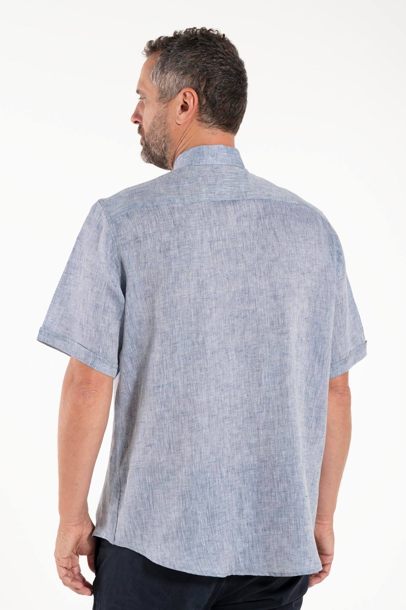 NEW - Camicia in Lino - Denim - Clergy - Manica Corta