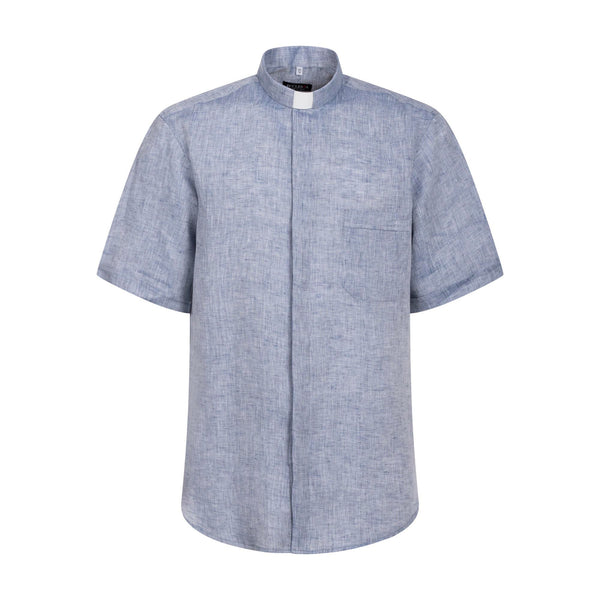 NEW - Camisa de lino - Denim - Clero - Manga Corta
