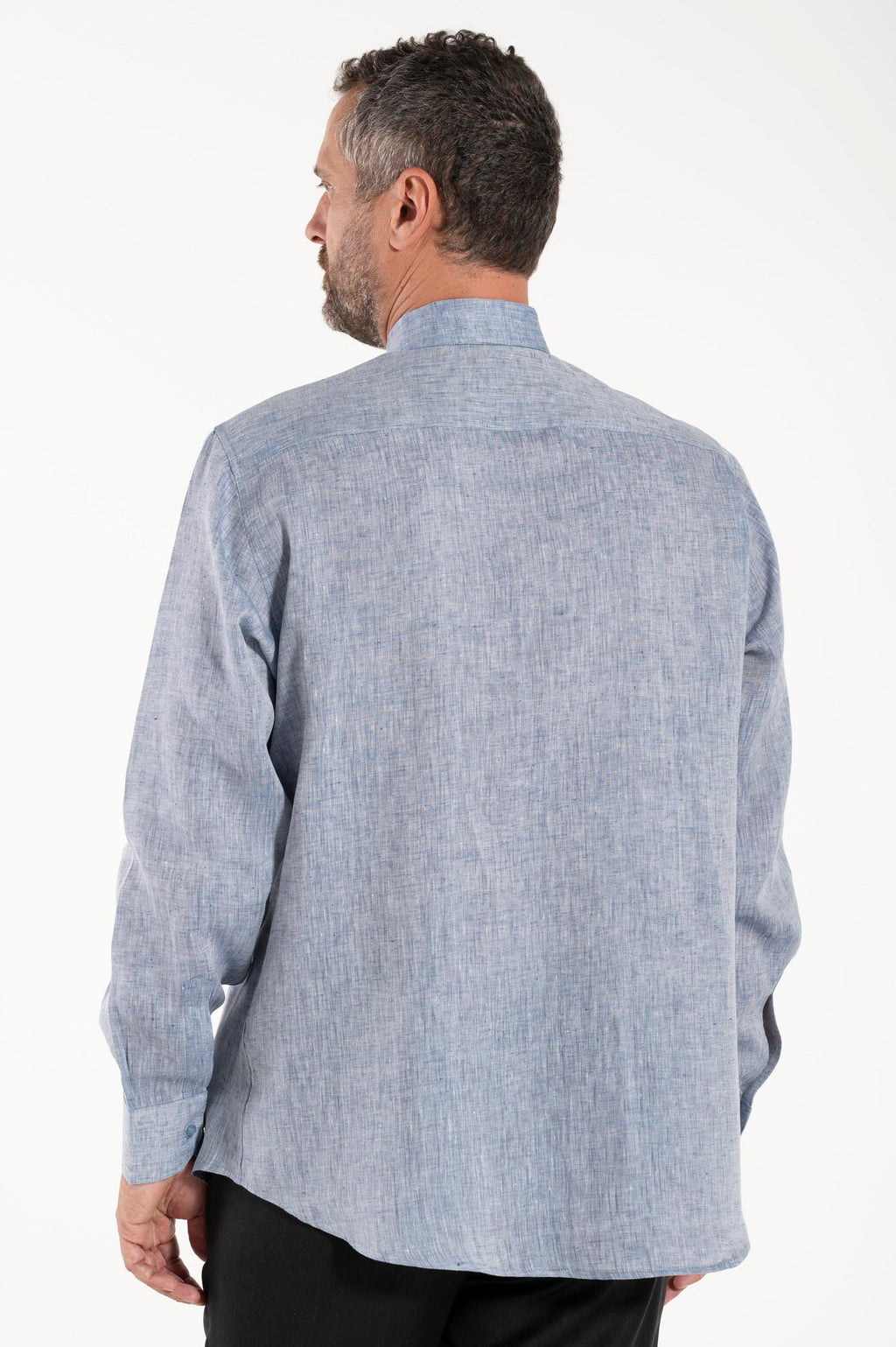 NEW - Camicia in Lino - Denim - Clergy - Manica Lunga