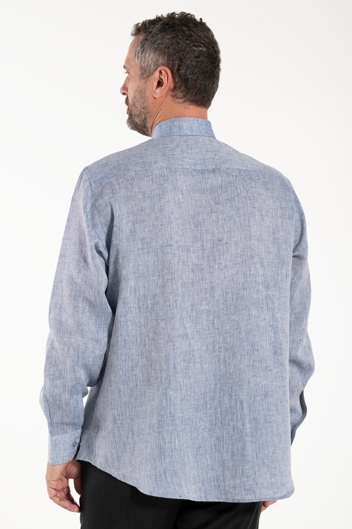 NEW - Camicia in Lino - Denim - Clergy - Manica Lunga