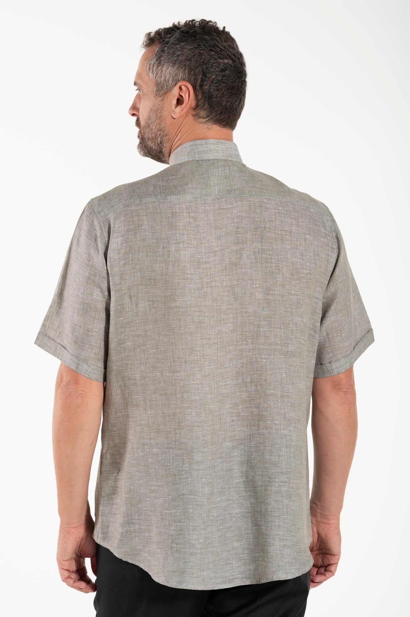 NEW - Camicia in Lino - Grigio Scuro - Clergy - Manica Corta
