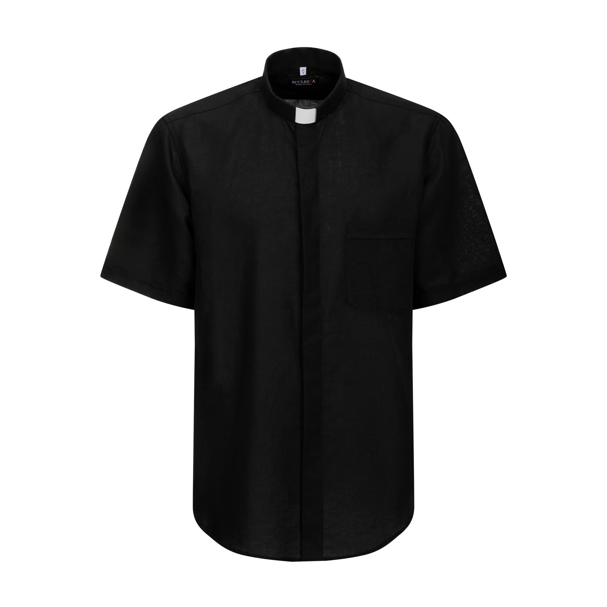 NEW - Camicia in Lino - Nero - Clergy - Manica Corta