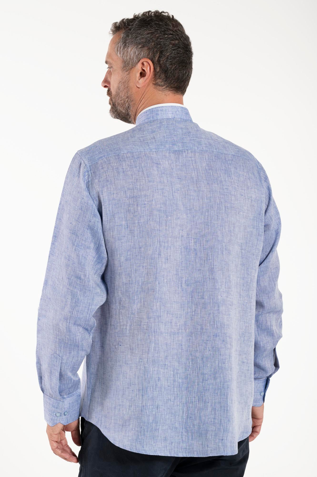 NEW - Camicia in Lino - Celeste - Romano - Manica Lunga