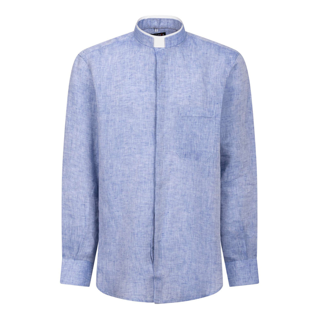 NEW - Camicia in Lino - Celeste - Romano - Manica Lunga