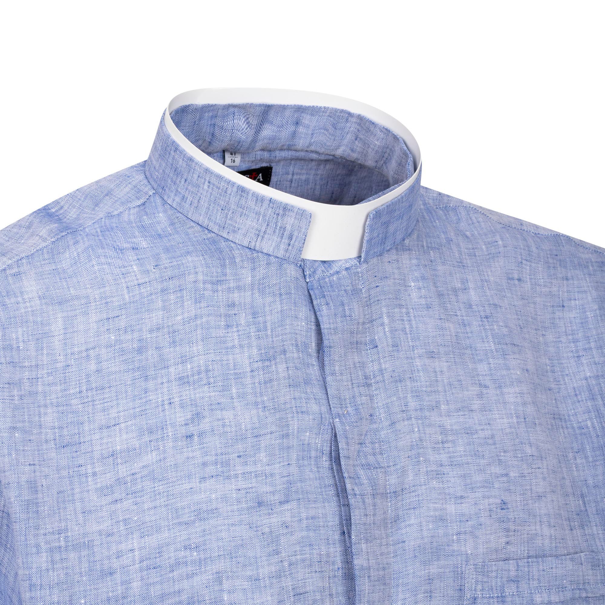 NEW - Camicia in Lino - Celeste - Romano - Manica Lunga
