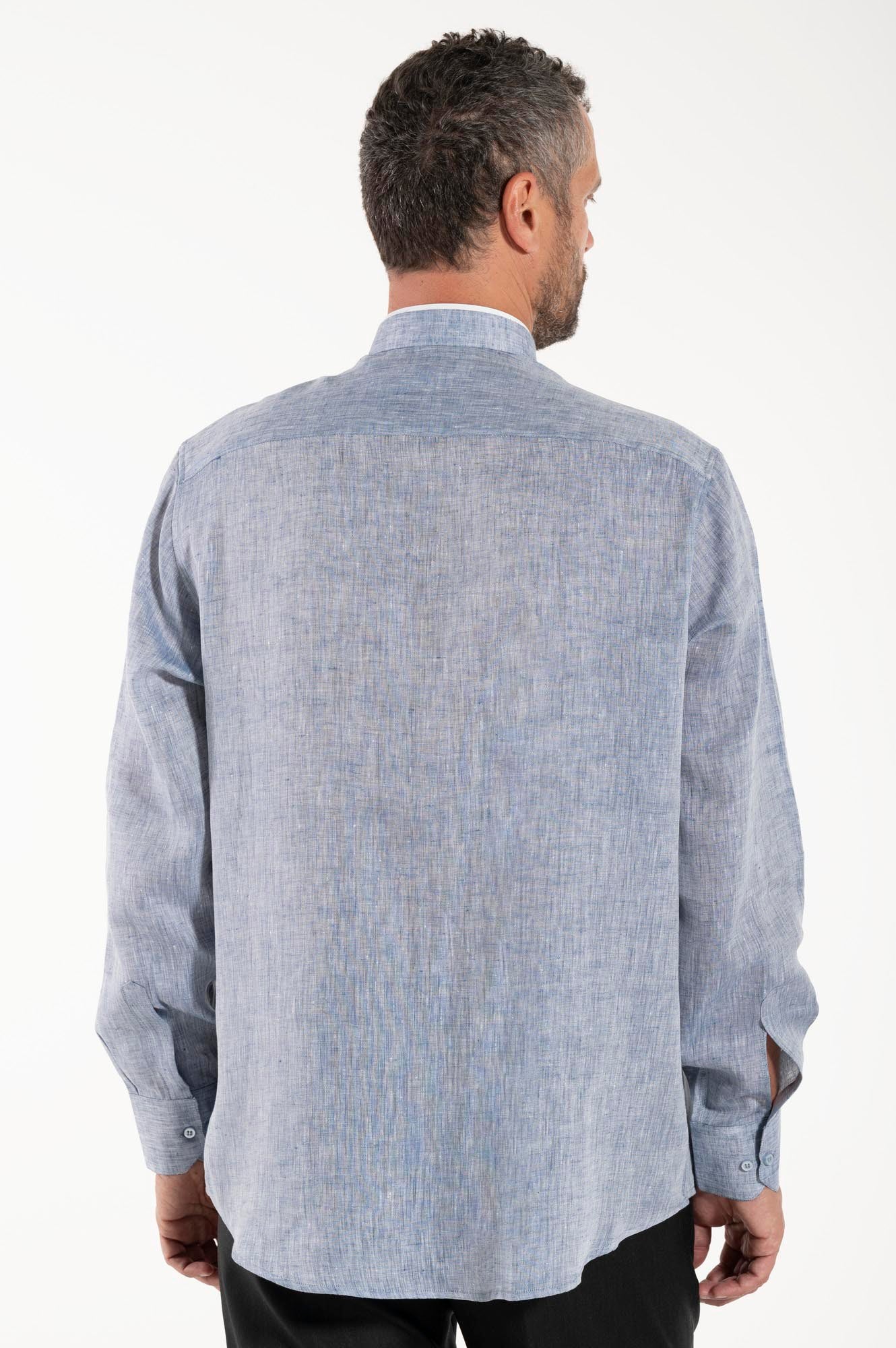 NEW - Camicia in Lino - Denim - Romano - Manica Lunga
