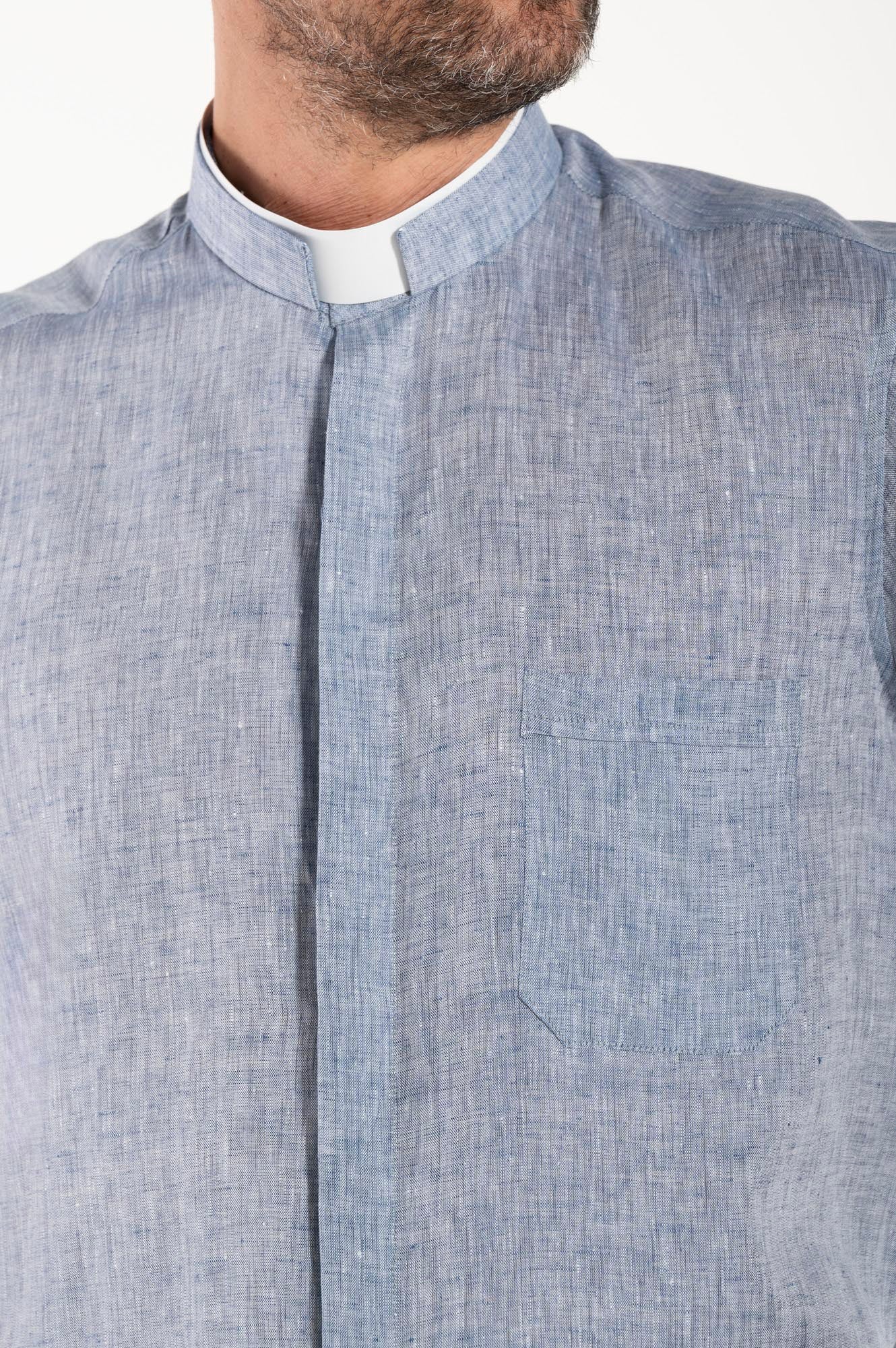 NEW - Camicia in Lino - Denim - Romano - Manica Lunga