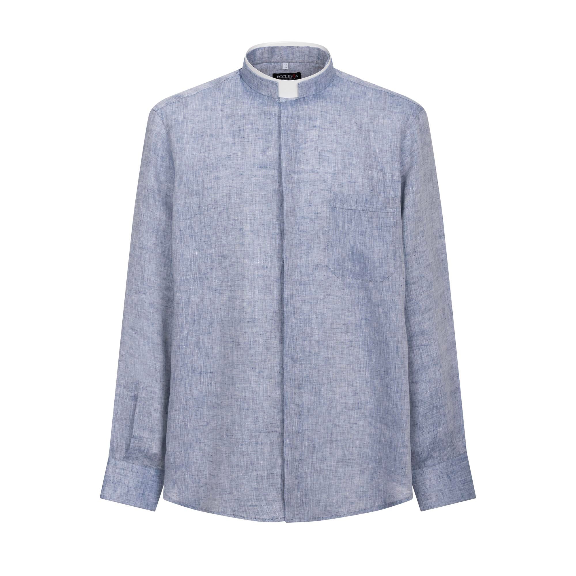 NEW - Camicia in Lino - Denim - Romano - Manica Lunga